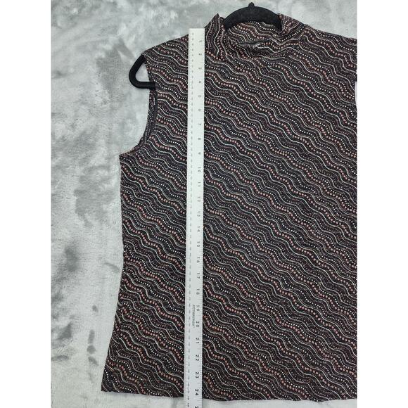 Vintage 90s Impressions Sleeveless Mock Neck Top Size L Black Glitter Stretch - Picture 4 of 9